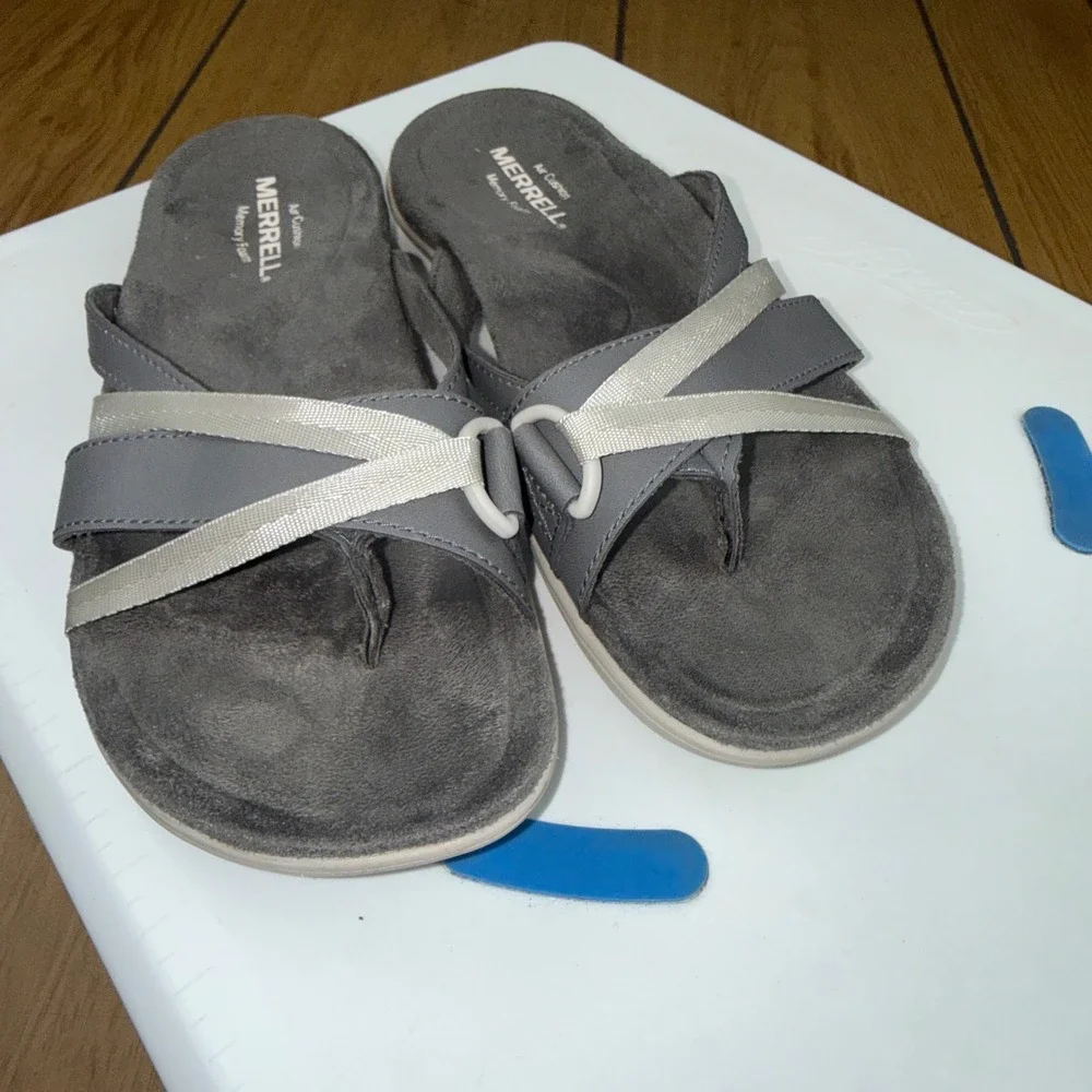 Merrell Terran Post II Charcoal Grey Memory Foam Sandals Womens 5 J000498